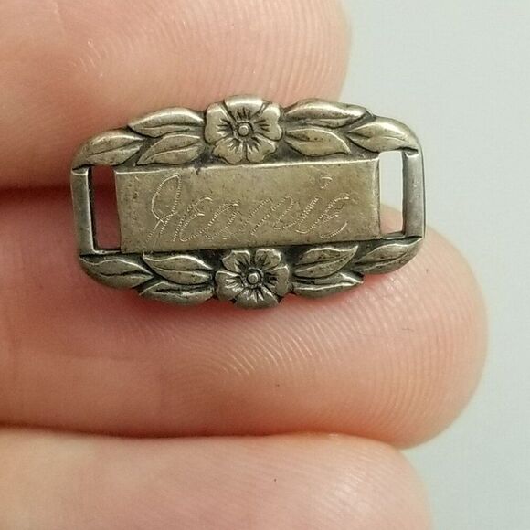 Vintage Jeanie Sterling Silver Forget-Me-Not Bracelet Charm Slide Link Engraved - Picture 5 of 7